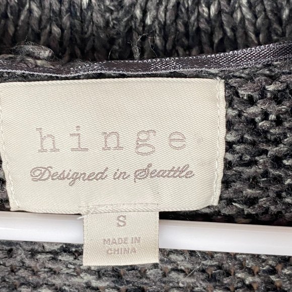 HINGE Knit Shawl Collar Oversized Cardigan Gray Marled Single Button Small - Picture 6 of 10